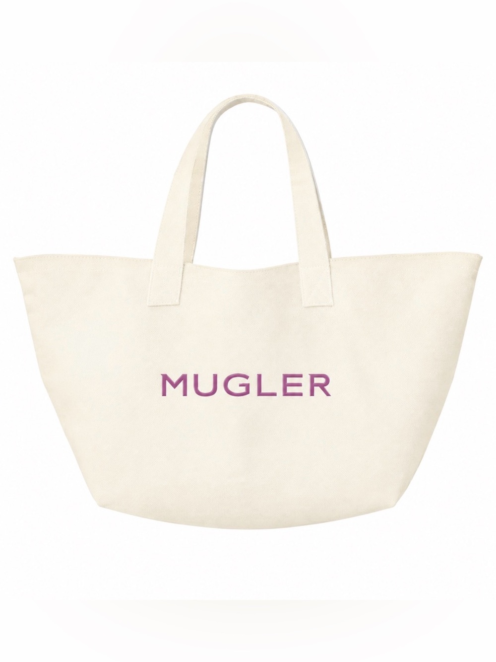 Mugler Ivory Tote with Pink Logo NEW
